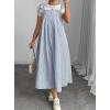 image:imagechouyatou Womens Summer Boho Striped Overall Dress Adjustable Strap Pocketed Midi Long Jumper DressBlue