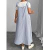 image:imagechouyatou Womens Summer Boho Striped Overall Dress Adjustable Strap Pocketed Midi Long Jumper DressBlue