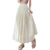 image:imagechouyatou Womens Boho Lace Embroidery Eyelet Swing Skirt High Elastic Waist Ruffle Tiered Long SkirtApricot