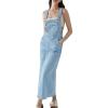 image:imagechouyatou Womens Sleeveless Sexy Pencil Denim Tank Dress Mid Long Overall Jean Jumper Dress with SplitLight Blue