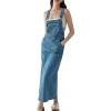 image:imagechouyatou Womens Sleeveless Sexy Pencil Denim Tank Dress Mid Long Overall Jean Jumper Dress with SplitRetro Blue