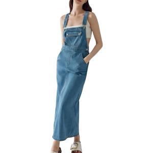 image:imagechouyatou Womens Sleeveless Sexy Pencil Denim Tank Dress Mid Long Overall Jean Jumper Dress with SplitRetro Blue