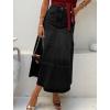 image:imageCHOUYATOU Womens Retro High Waist Jean Skirt Distressed Casual ALine Midi Long Denim Skirt with PocketBlack
