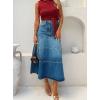 image:imageCHOUYATOU Womens Retro High Waist Jean Skirt Distressed Casual ALine Midi Long Denim Skirt with PocketBlue