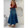 image:imageCHOUYATOU Womens Retro High Waist Jean Skirt Distressed Casual ALine Midi Long Denim Skirt with PocketBlue