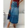 image:imageCHOUYATOU Womens Retro High Waist Jean Skirt Distressed Casual ALine Midi Long Denim Skirt with PocketBlue