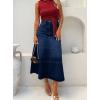 image:imageCHOUYATOU Womens Retro High Waist Jean Skirt Distressed Casual ALine Midi Long Denim Skirt with PocketDark Blue