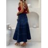 image:imageCHOUYATOU Womens Retro High Waist Jean Skirt Distressed Casual ALine Midi Long Denim Skirt with PocketDark Blue