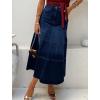 image:imageCHOUYATOU Womens Retro High Waist Jean Skirt Distressed Casual ALine Midi Long Denim Skirt with PocketDark Blue
