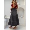 image:imageCHOUYATOU Womens Retro High Waist Jean Skirt Distressed Casual ALine Midi Long Denim Skirt with PocketGrey