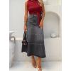 image:imageCHOUYATOU Womens Retro High Waist Jean Skirt Distressed Casual ALine Midi Long Denim Skirt with PocketGrey