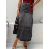 image:imageCHOUYATOU Womens Retro High Waist Jean Skirt Distressed Casual ALine Midi Long Denim Skirt with PocketGrey