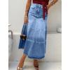 image:imageCHOUYATOU Womens Retro High Waist Jean Skirt Distressed Casual ALine Midi Long Denim Skirt with PocketLight Blue