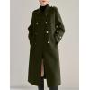 image:imagechouyatou Women Trendy Wool Pea Coat Double Breasted Dressy Trench Coat Winter Mid Long Overcoat with BeltArmy Green