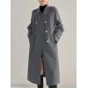 image:imagechouyatou Women Trendy Wool Pea Coat Double Breasted Dressy Trench Coat Winter Mid Long Overcoat with BeltGrey