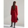 image:imagechouyatou Women Trendy Wool Pea Coat Double Breasted Dressy Trench Coat Winter Mid Long Overcoat with BeltRed