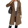 image:imagechouyatou Womens 2025 Winter Double Breasted Wool Coat Dressy Casual Notch Lapel Long Trench CoatBrown