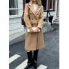 image:imagechouyatou Womens 2025 Winter Double Breasted Wool Coat Dressy Casual Notch Lapel Long Trench CoatCamel