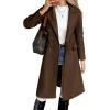 image:imagechouyatou Womens 2025 Winter Double Breasted Wool Coat Dressy Casual Notch Lapel Long Trench CoatCoffee