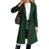 image:imagechouyatou Womens 2025 Winter Double Breasted Wool Coat Dressy Casual Notch Lapel Long Trench CoatGreen