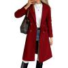 image:imagechouyatou Womens 2025 Winter Double Breasted Wool Coat Dressy Casual Notch Lapel Long Trench CoatRed