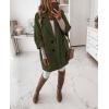 image:imagechouyatou Womens 34 Sleeve Notch Lapel Wool Coat Single Breasted Wool Blend Trench Pea Coat with PocketsArmy Green