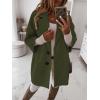image:imagechouyatou Womens 34 Sleeve Notch Lapel Wool Coat Single Breasted Wool Blend Trench Pea Coat with PocketsArmy Green