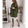 image:imagechouyatou Womens 34 Sleeve Notch Lapel Wool Coat Single Breasted Wool Blend Trench Pea Coat with PocketsArmy Green