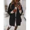 image:imagechouyatou Womens 34 Sleeve Notch Lapel Wool Coat Single Breasted Wool Blend Trench Pea Coat with PocketsBlack