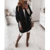 image:imagechouyatou Womens 34 Sleeve Notch Lapel Wool Coat Single Breasted Wool Blend Trench Pea Coat with PocketsBlack