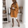 image:imagechouyatou Womens 34 Sleeve Notch Lapel Wool Coat Single Breasted Wool Blend Trench Pea Coat with PocketsBrown