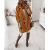 image:imagechouyatou Womens 34 Sleeve Notch Lapel Wool Coat Single Breasted Wool Blend Trench Pea Coat with PocketsBrown