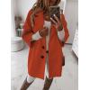 image:imagechouyatou Womens 34 Sleeve Notch Lapel Wool Coat Single Breasted Wool Blend Trench Pea Coat with PocketsRed