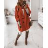 image:imagechouyatou Womens 34 Sleeve Notch Lapel Wool Coat Single Breasted Wool Blend Trench Pea Coat with PocketsRed