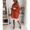 image:imagechouyatou Womens 34 Sleeve Notch Lapel Wool Coat Single Breasted Wool Blend Trench Pea Coat with PocketsRed