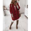 image:imagechouyatou Womens 34 Sleeve Notch Lapel Wool Coat Single Breasted Wool Blend Trench Pea Coat with PocketsWine Red