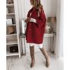 image:imagechouyatou Womens 34 Sleeve Notch Lapel Wool Coat Single Breasted Wool Blend Trench Pea Coat with PocketsWine Red