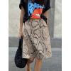 image:imagechouyatou Womens ALine Snake Skin Faux Leather Skirt Y2K Trendy High Waist Animal Print Midi SkirtKhaki