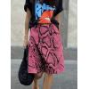 image:imagechouyatou Womens ALine Snake Skin Faux Leather Skirt Y2K Trendy High Waist Animal Print Midi SkirtRose Pink