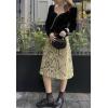 image:imagechouyatou Womens ALine Snake Skin Faux Leather Skirt Y2K Trendy High Waist Animal Print Midi SkirtYellow