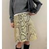 image:imagechouyatou Womens ALine Snake Skin Faux Leather Skirt Y2K Trendy High Waist Animal Print Midi SkirtYellow