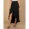 image:imagechouyatou Womens Asymmetrical High Low Ruffle Hem Split Maxi Skirts High Wait Flounce SkirtBlack
