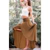 image:imagechouyatou Womens Asymmetrical High Low Ruffle Hem Split Maxi Skirts High Wait Flounce SkirtBrown