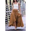image:imagechouyatou Womens Asymmetrical High Low Ruffle Hem Split Maxi Skirts High Wait Flounce SkirtBrown