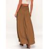 image:imagechouyatou Womens Asymmetrical High Low Ruffle Hem Split Maxi Skirts High Wait Flounce SkirtBrown
