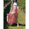 image:imagechouyatou Womens Asymmetrical High Low Ruffle Hem Split Maxi Skirts High Wait Flounce SkirtPink