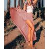 image:imagechouyatou Womens Asymmetrical High Low Ruffle Hem Split Maxi Skirts High Wait Flounce SkirtPink