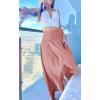 image:imagechouyatou Womens Asymmetrical High Low Ruffle Hem Split Maxi Skirts High Wait Flounce SkirtPink