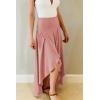 image:imagechouyatou Womens Asymmetrical High Low Ruffle Hem Split Maxi Skirts High Wait Flounce SkirtPink