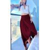 image:imagechouyatou Womens Asymmetrical High Low Ruffle Hem Split Maxi Skirts High Wait Flounce SkirtWine Red